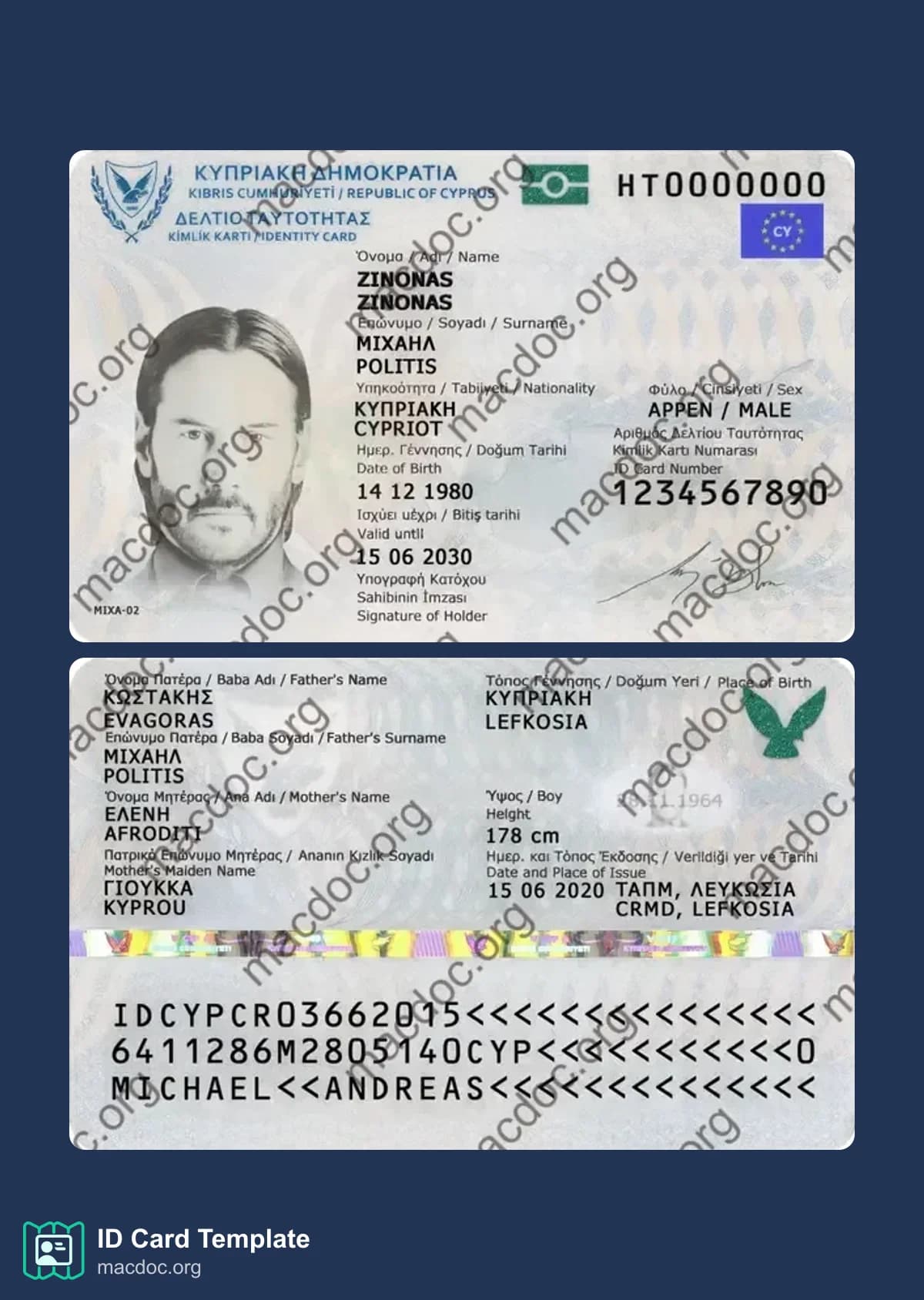 Cyprus ID Card PSD Templates