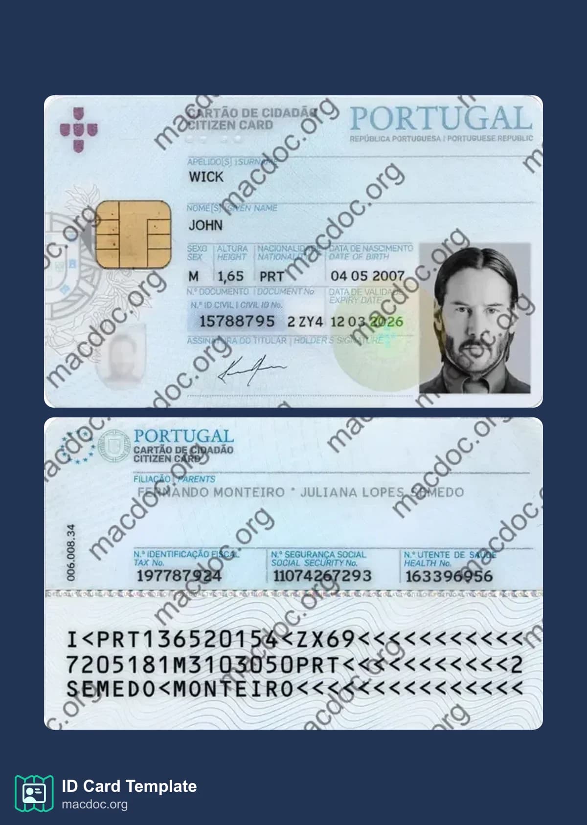 Portugal ID Card in PSD Format