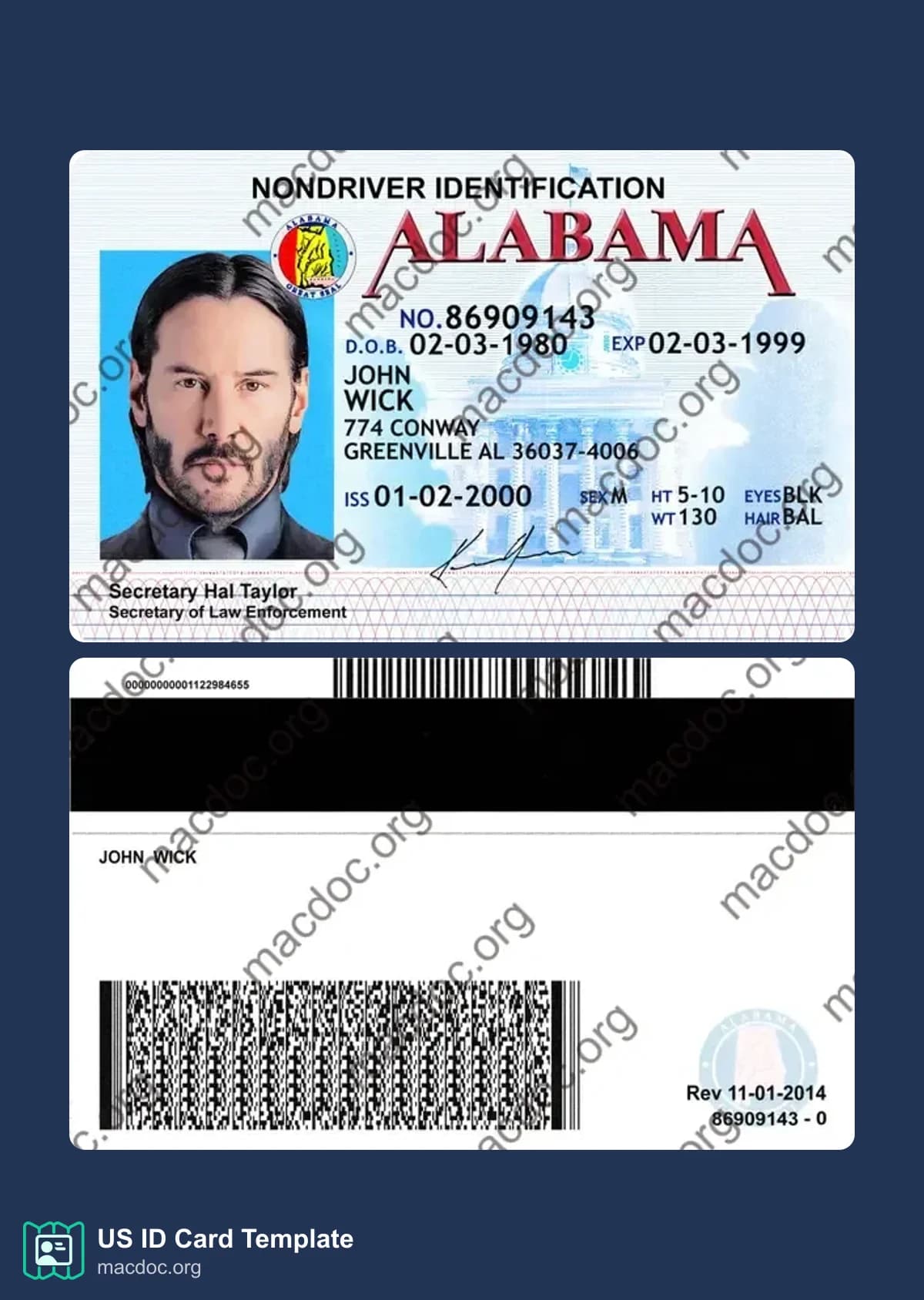Alabama ID Card Templates in Fully Editable PSD Format