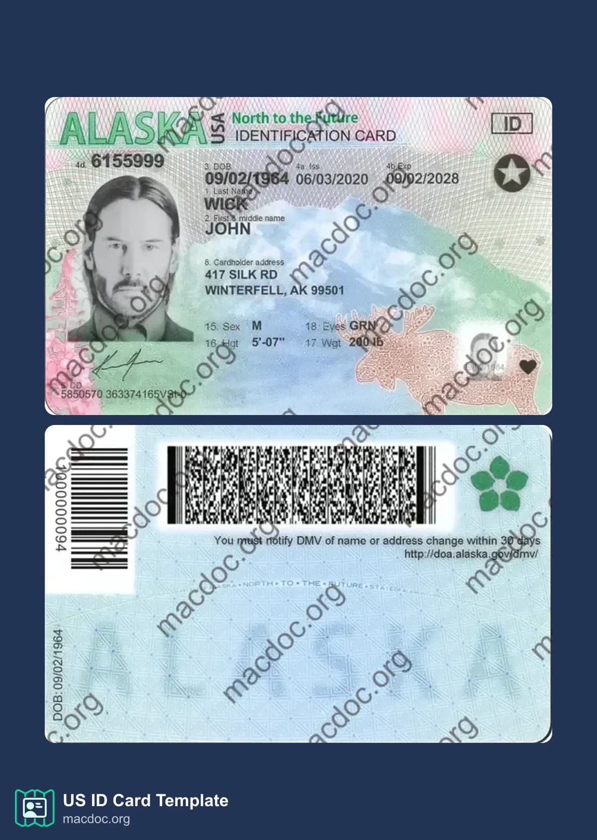 Alaska ID Card Template – Editable PSD Mockup