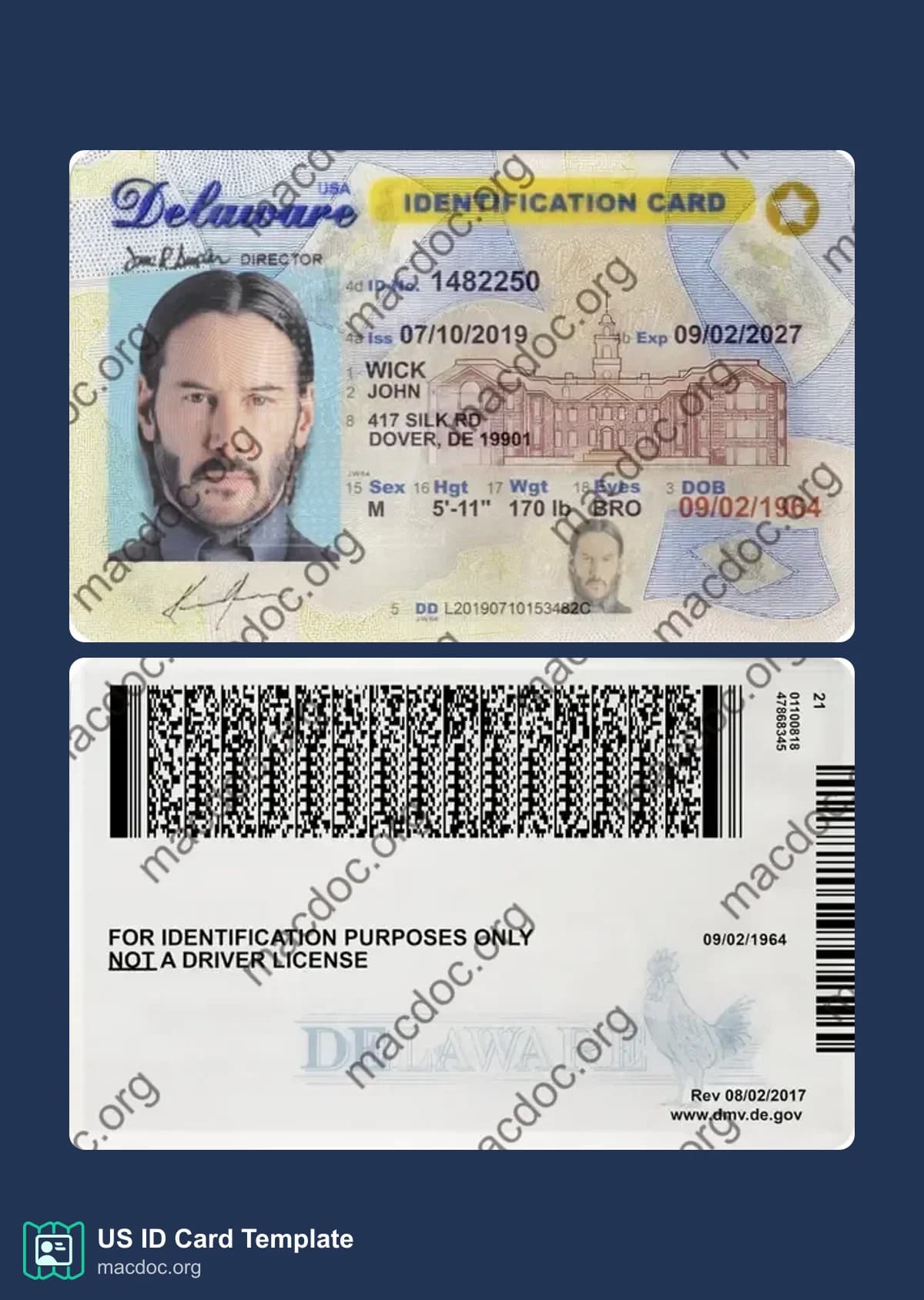 Delaware ID Card in PSD Format