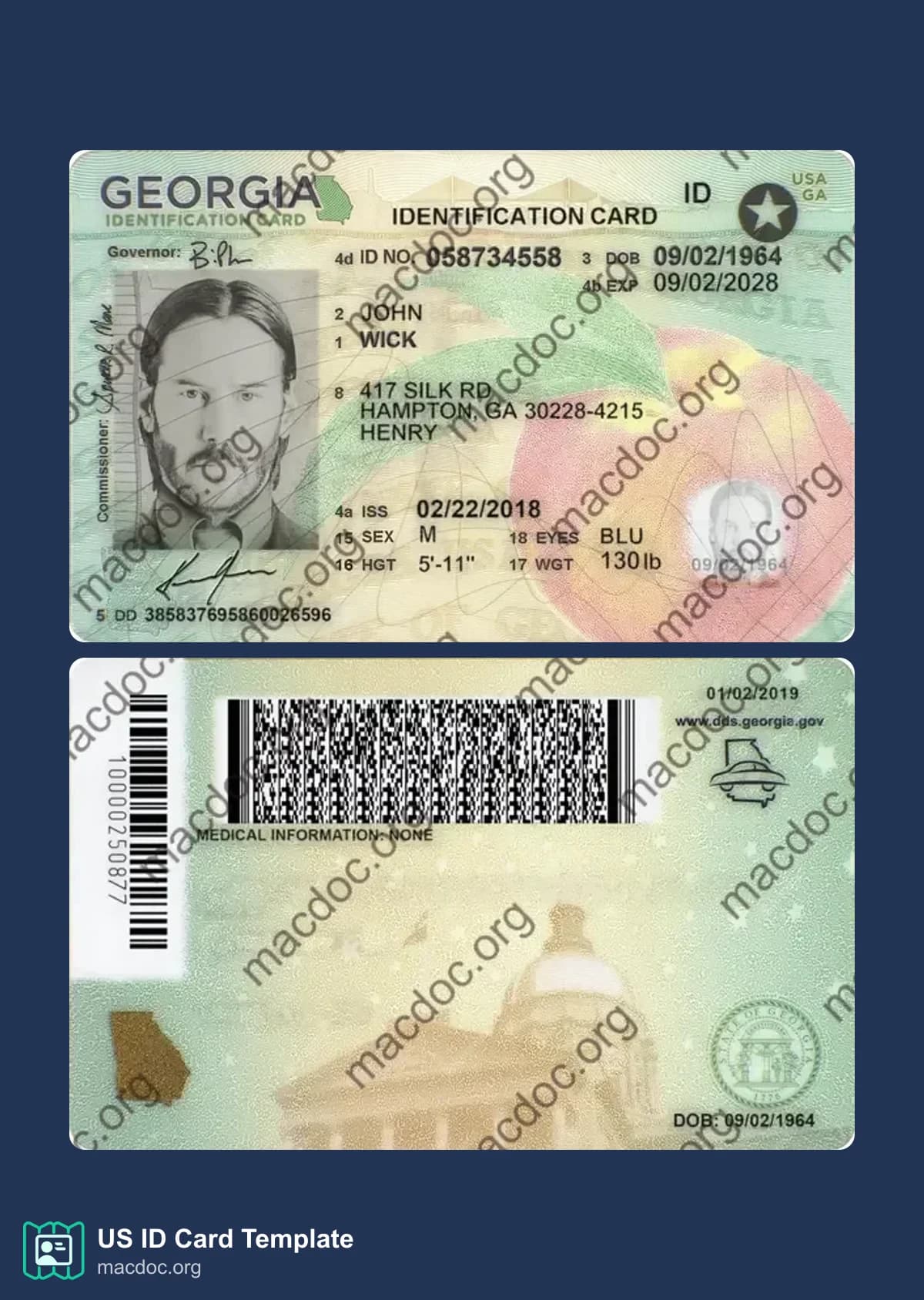 Georgia ID Card Template – Editable PSD Mockup