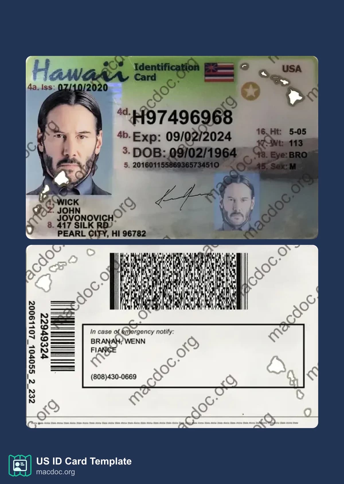Hawaii ID Card Templates in Fully Editable PSD Format