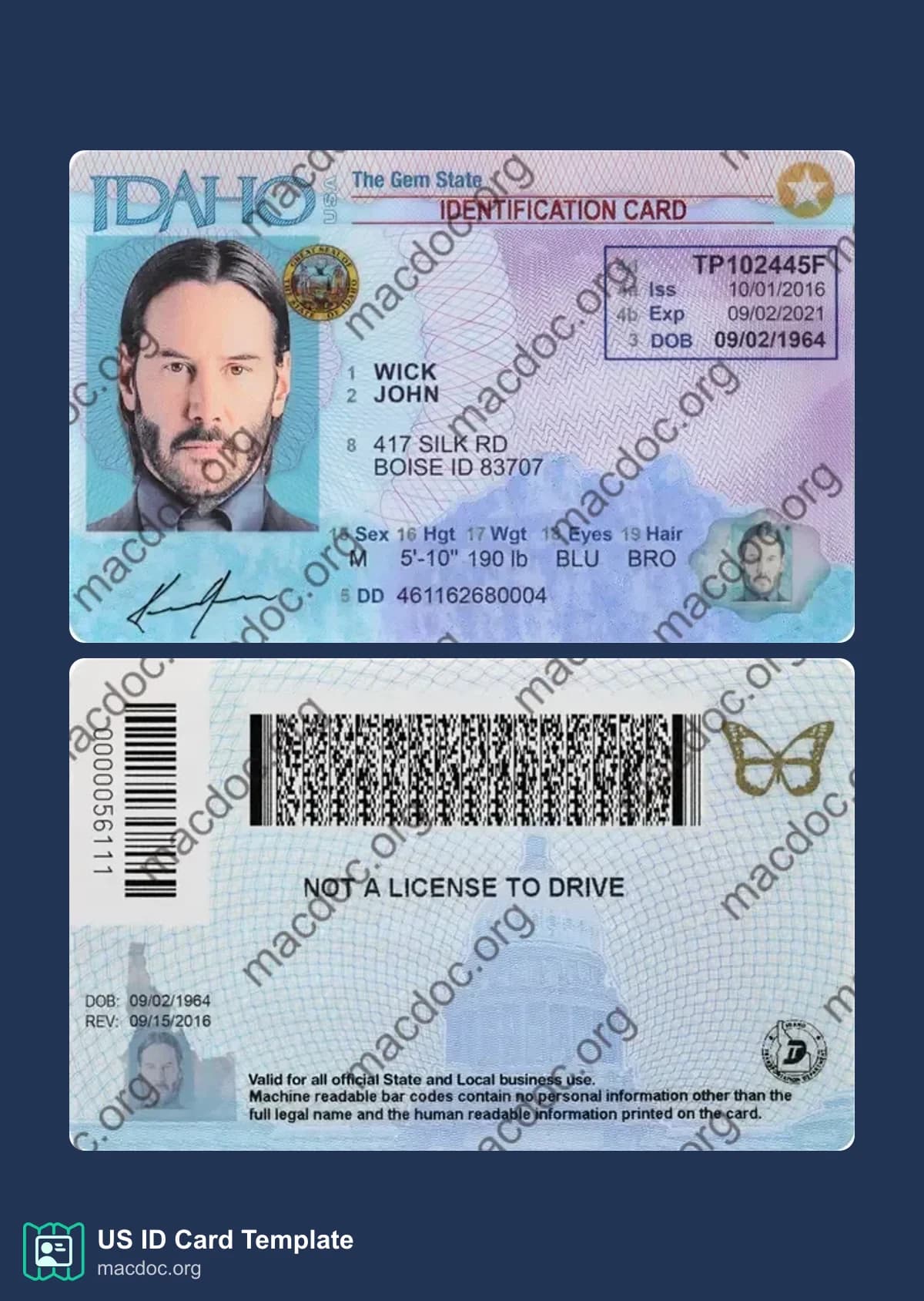 Idaho ID Card in PSD Format