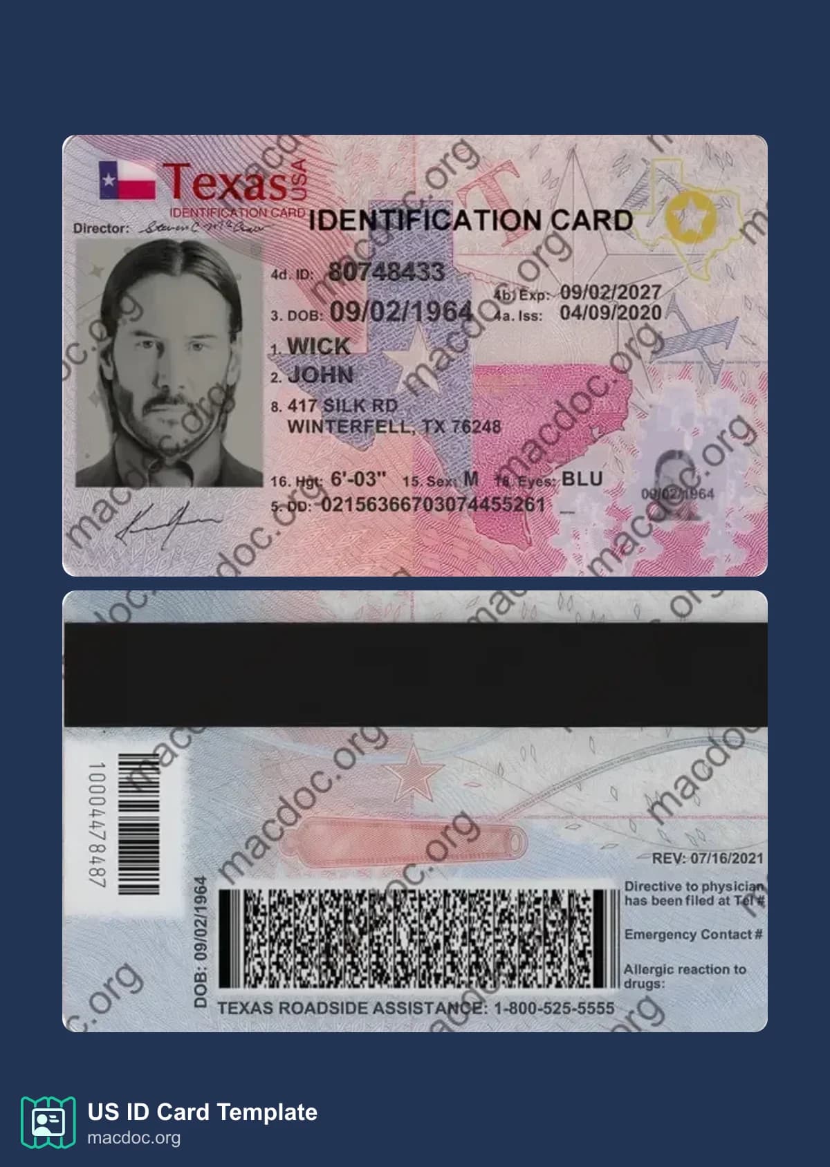 Texas ID Card Template – Editable PSD Mockup