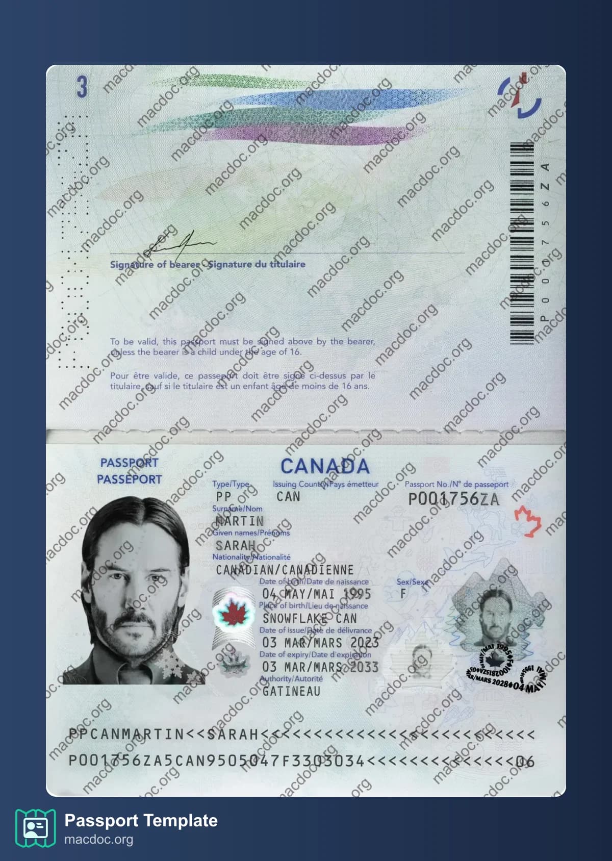Canada Passport Template PSD | High-Quality & Editable