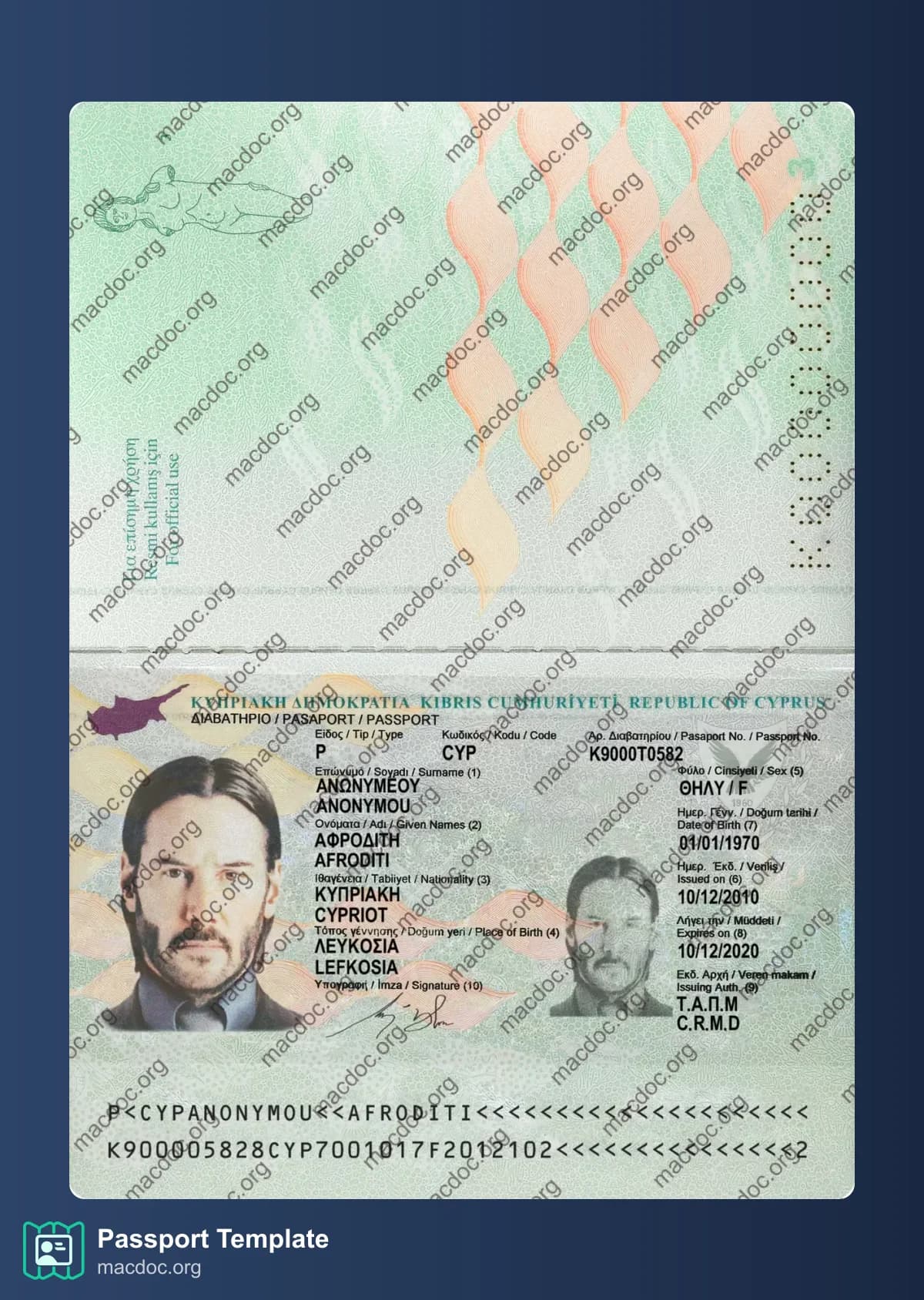 Cyprus Passport Template in PSD Format