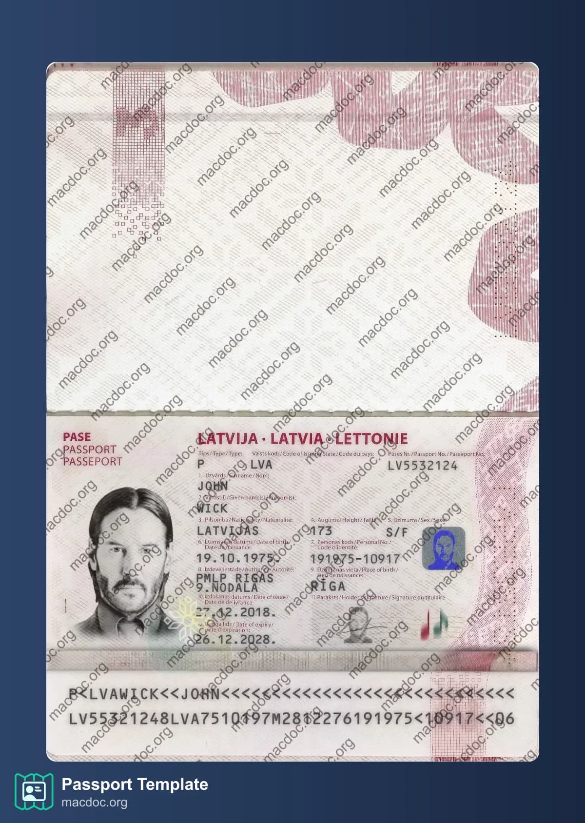 Latvia Passport Template PSD | High-Quality & Editable