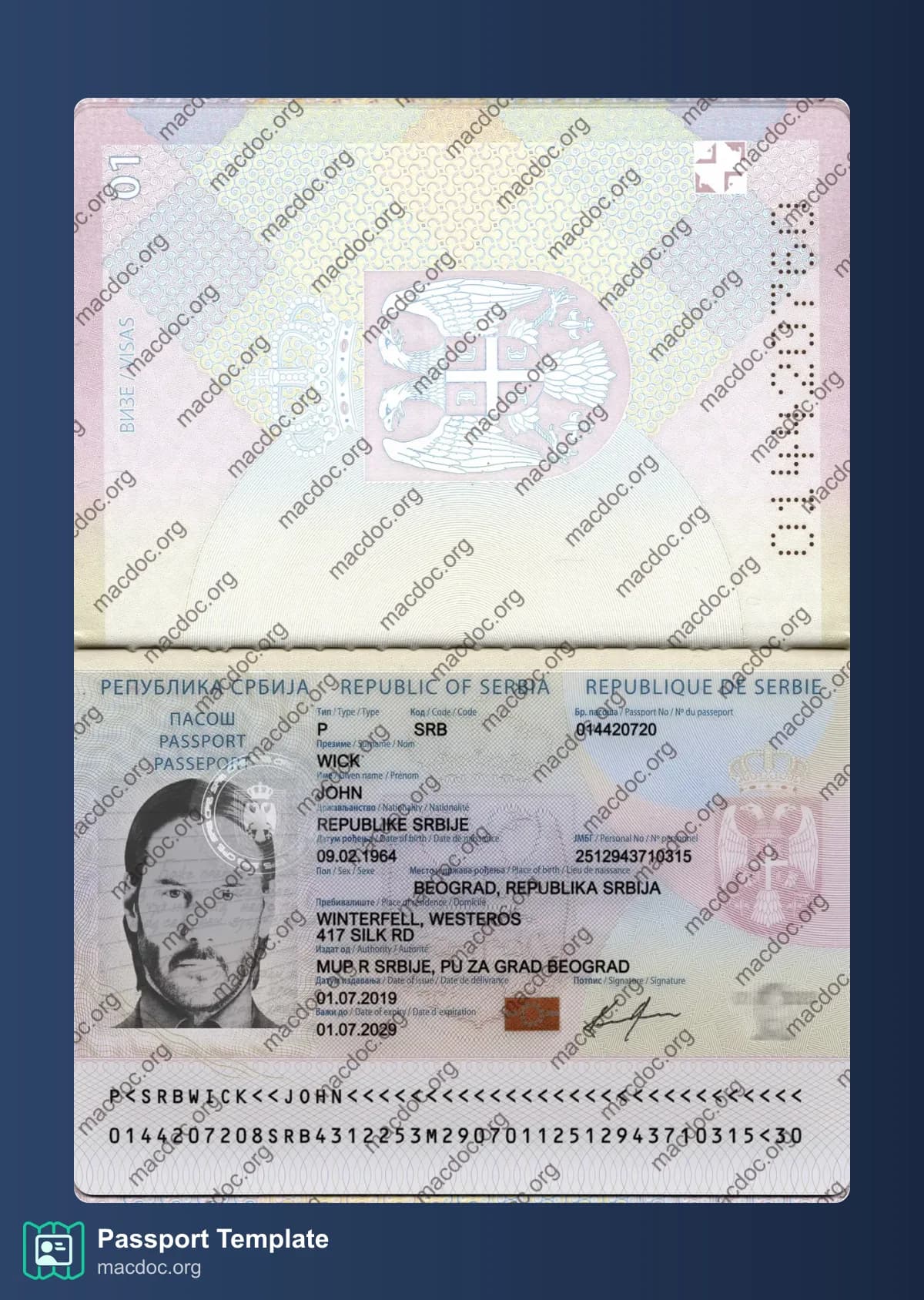 Serbia Passport Template PSD | High-Quality & Editable